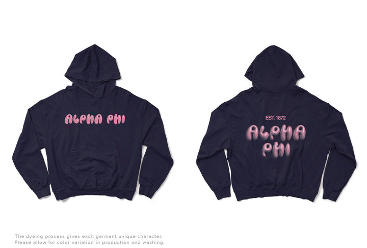 Midnight Sky Bubble Letter Matching Set Sorority Light Weight Hoodie