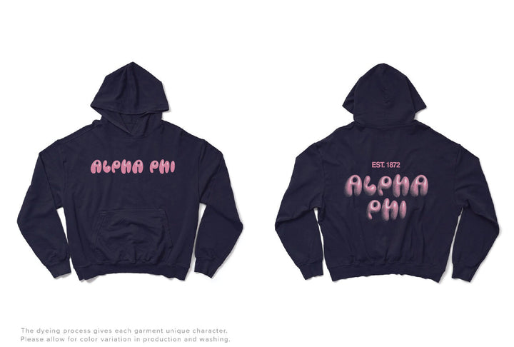 Midnight Sky Bubble Letter Matching Set Sorority Light Weight Hoodie - 2XL