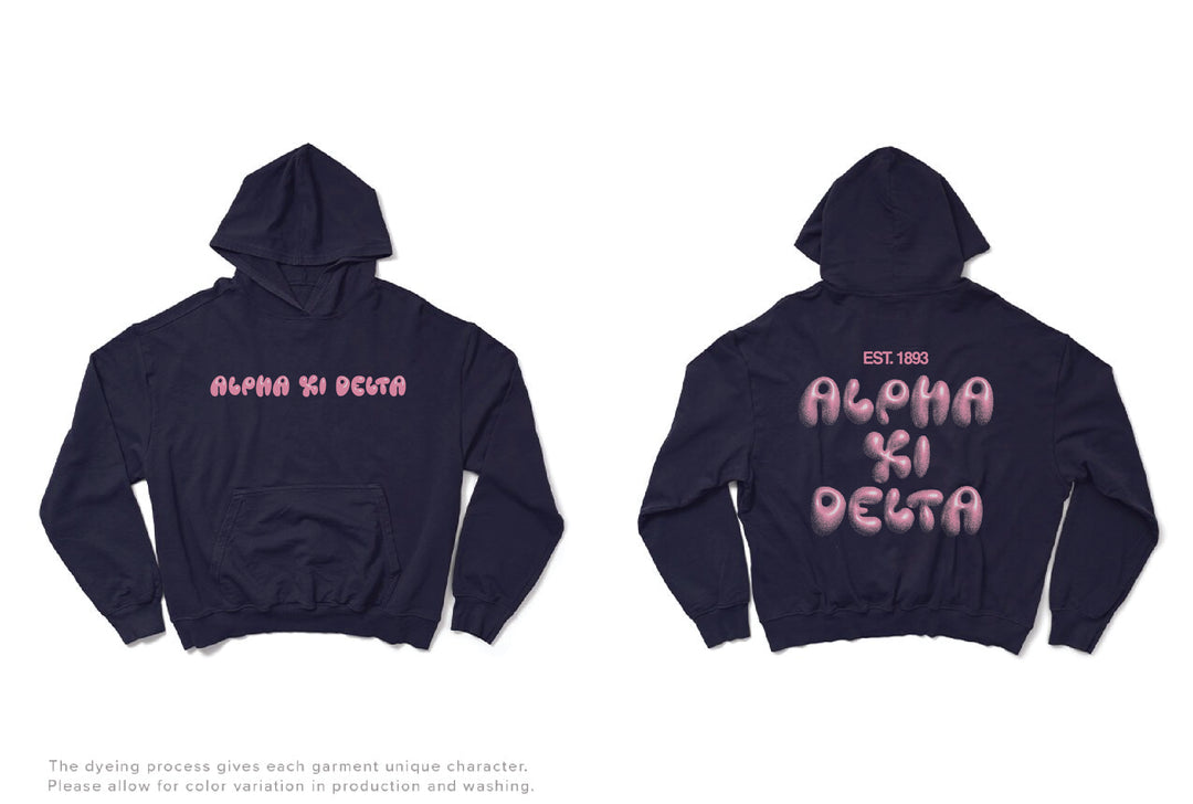 Midnight Sky Bubble Letter Matching Set Sorority Light Weight Hoodie