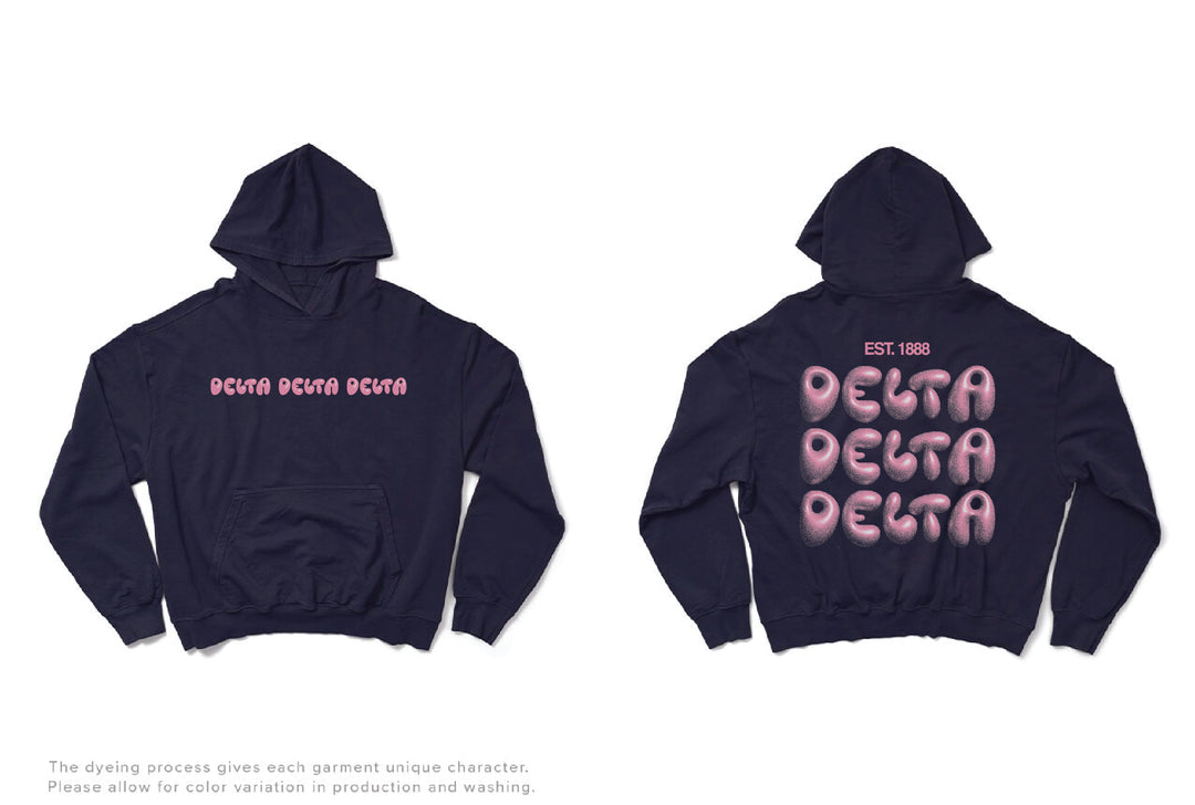 Midnight Sky Bubble Letter Matching Set Sorority Light Weight Hoodie