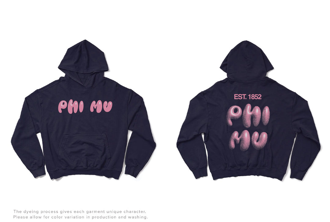 Midnight Sky Bubble Letter Matching Set Sorority Light Weight Hoodie