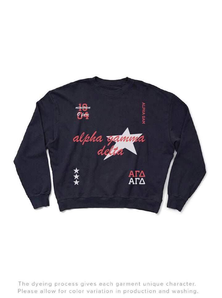 Midnight Sky Star Sorority Crew - 2XL