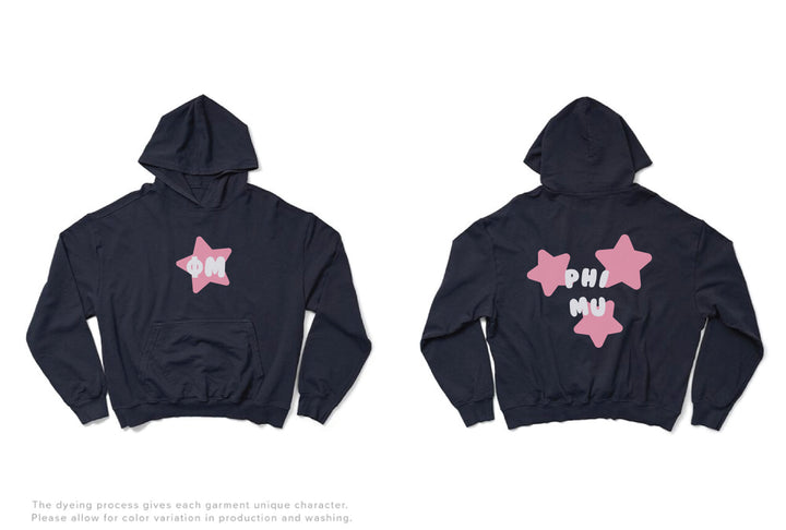 Midnight Sky Pink Star Sorority Light Weight Hoodie