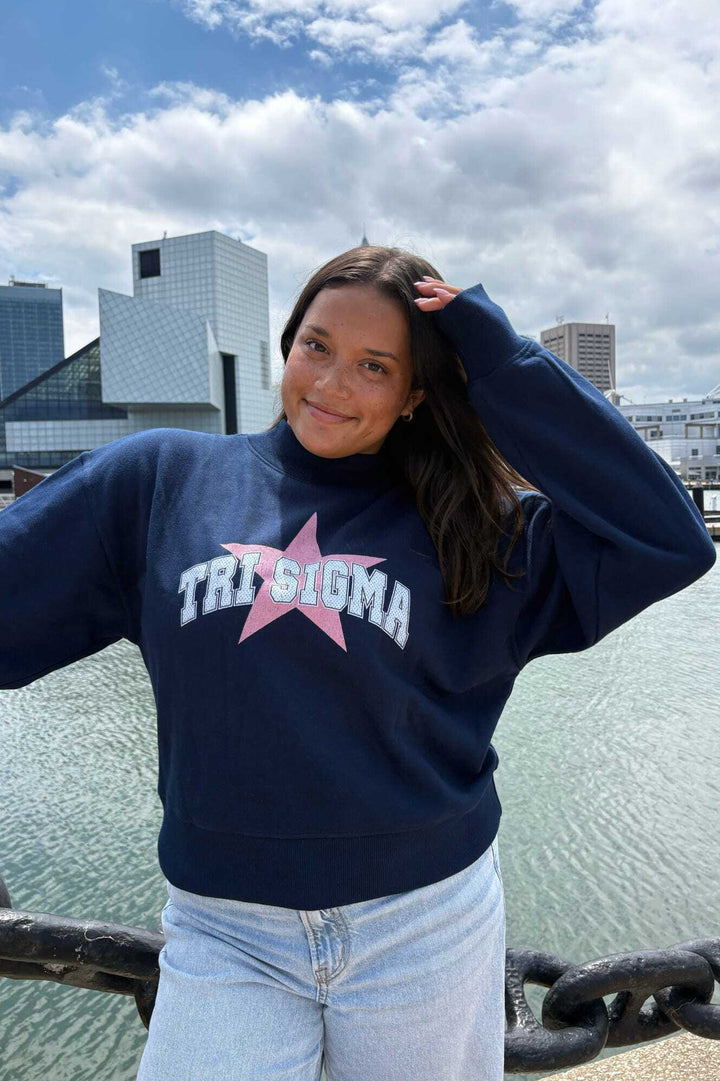 Varsity Star Mock Neck Sorority Crewneck