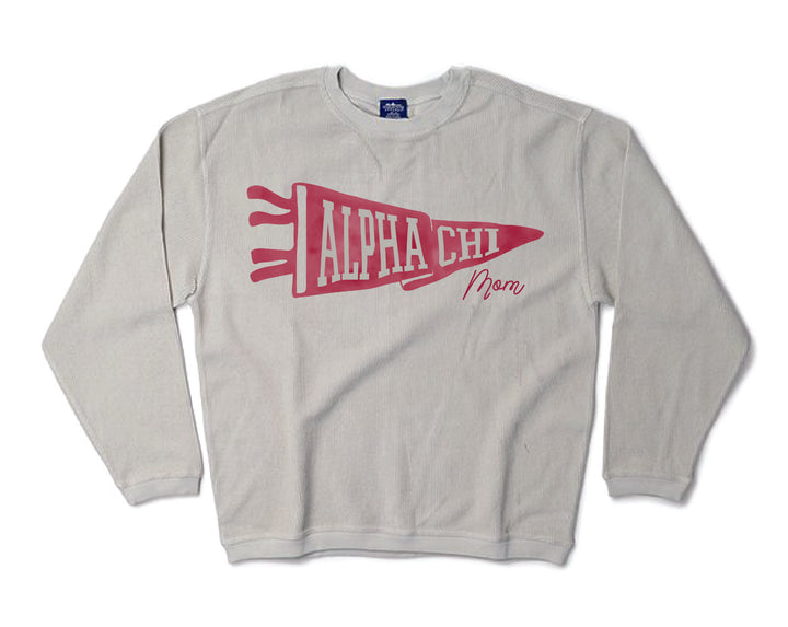 Mom Pennant Sorority Corded Crewneck