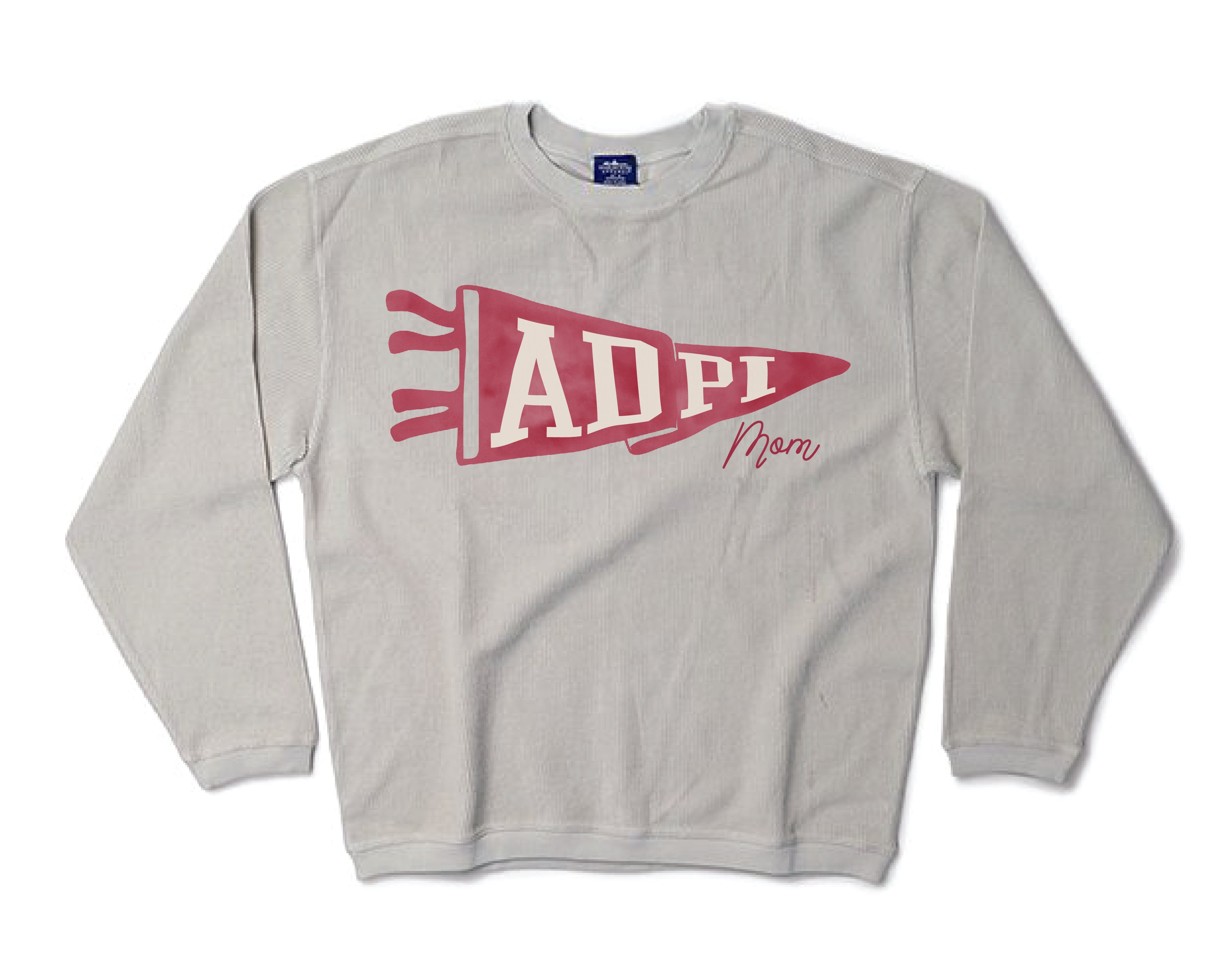 Alpha Delta Pi Mom Pennant Corded Crewneck University Tees