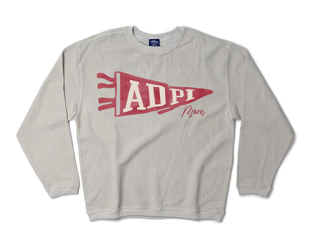 Mom Pennant Sorority Corded Crewneck