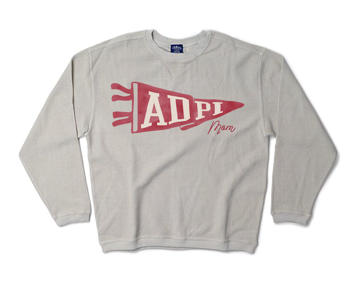 Mom Pennant Sorority Corded Crewneck