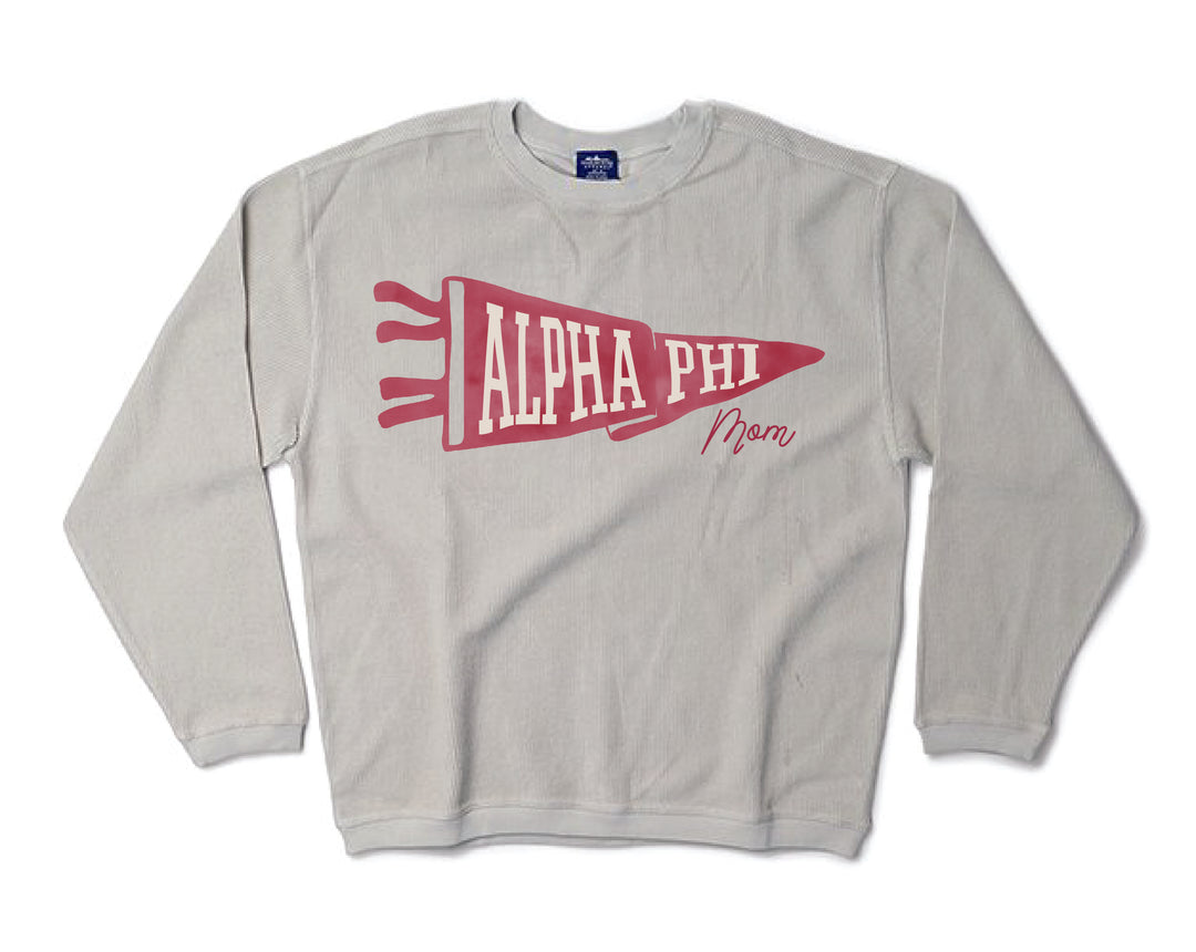 Mom Pennant Sorority Corded Crewneck