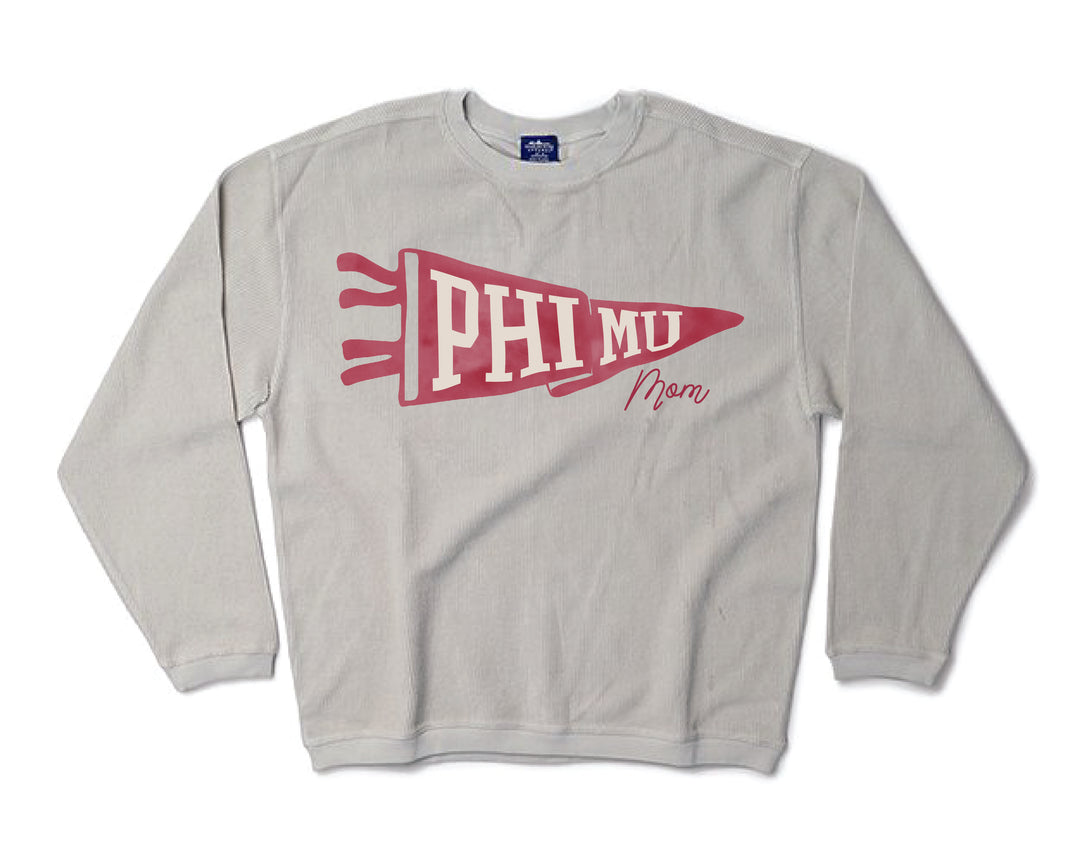 Mom Pennant Sorority Corded Crewneck