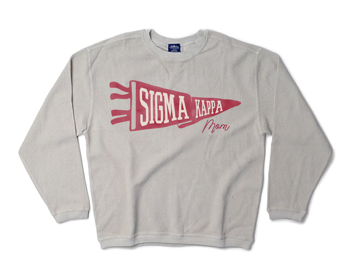 Mom Pennant Sorority Corded Crewneck