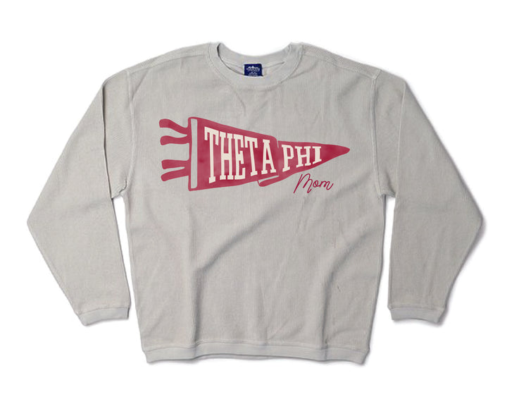 Mom Pennant Sorority Corded Crewneck