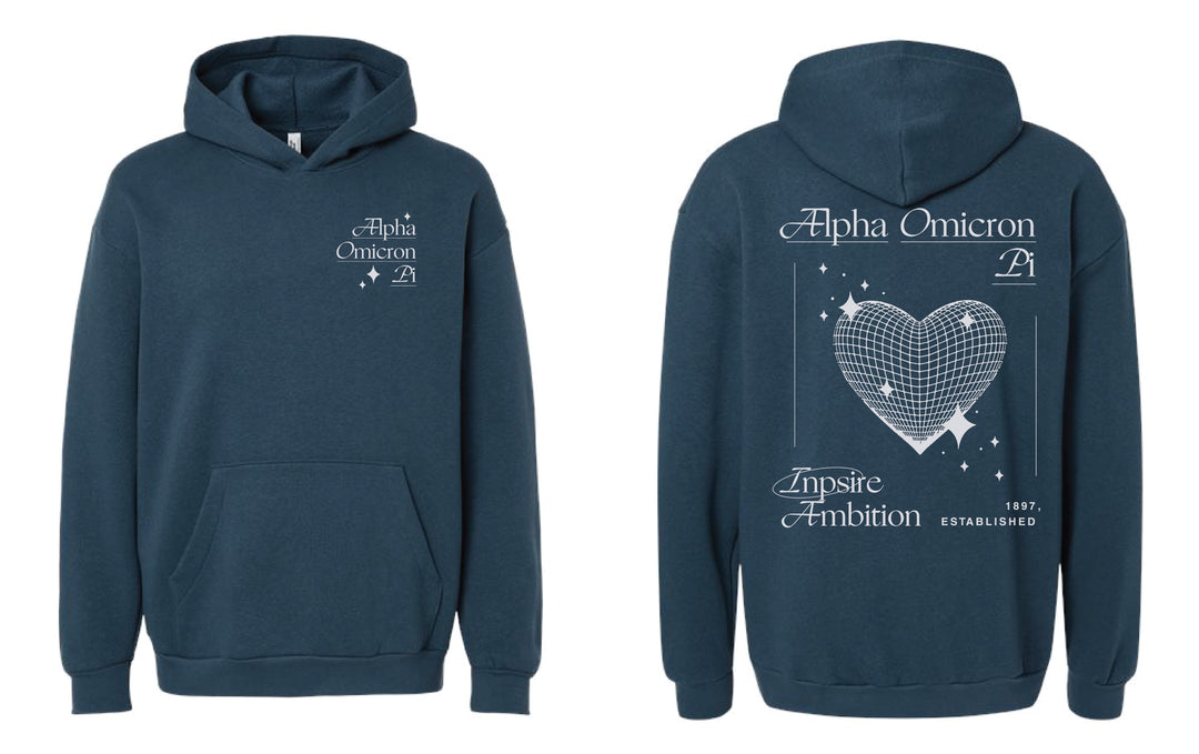 Disco Heart Sea Blue Sorority Hoodie - 2XL - 3XL