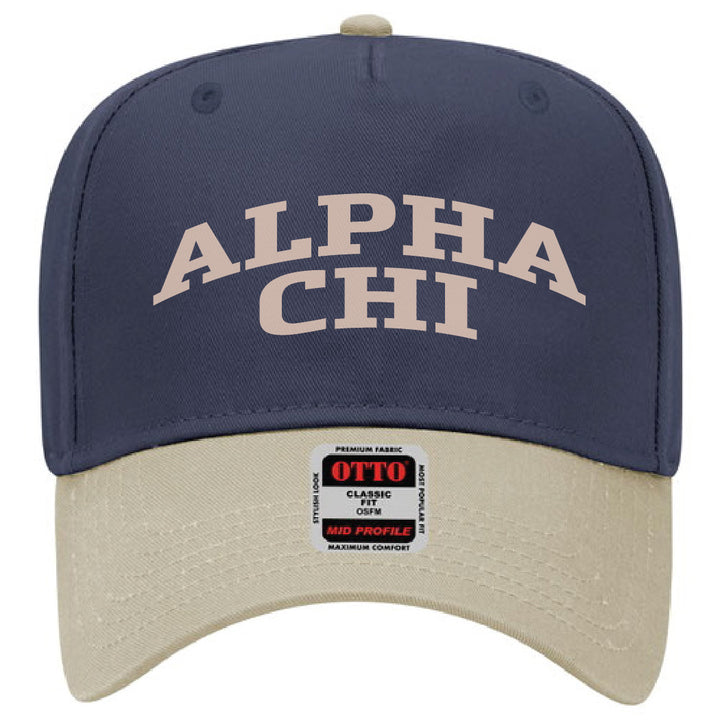 Khaki/Navy Two-Toned Embroidered Sorority Hat