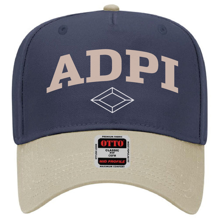 Khaki/Navy Two-Toned Embroidered Sorority Hat