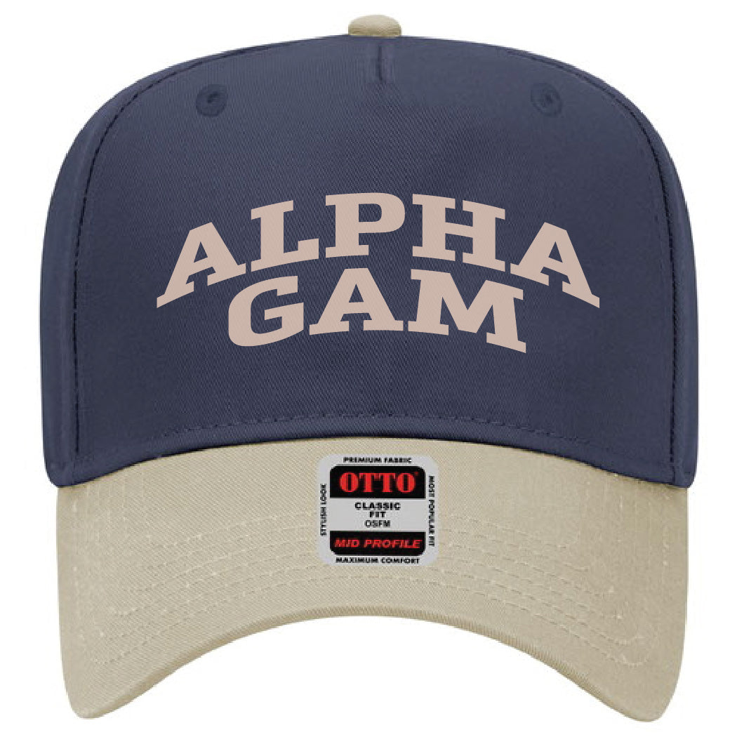 Khaki/Navy Two-Toned Embroidered Sorority Hat