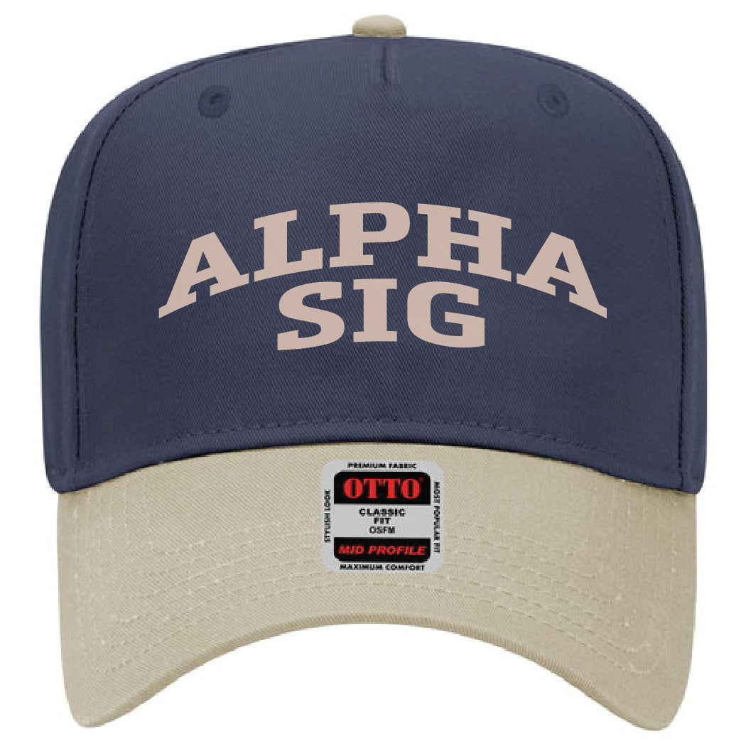 Khaki/Navy Two-Toned Embroidered Sorority Hat