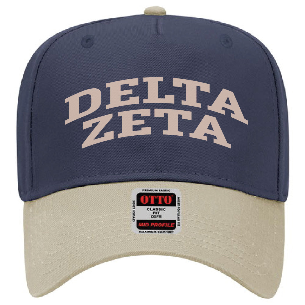 Khaki/Navy Two-Toned Embroidered Sorority Hat