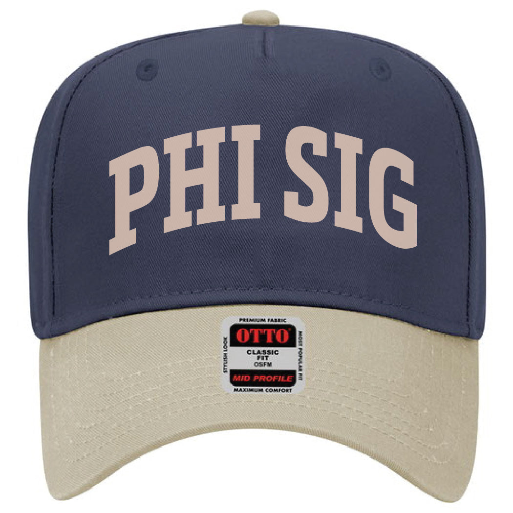 Khaki/Navy Two-Toned Embroidered Sorority Hat