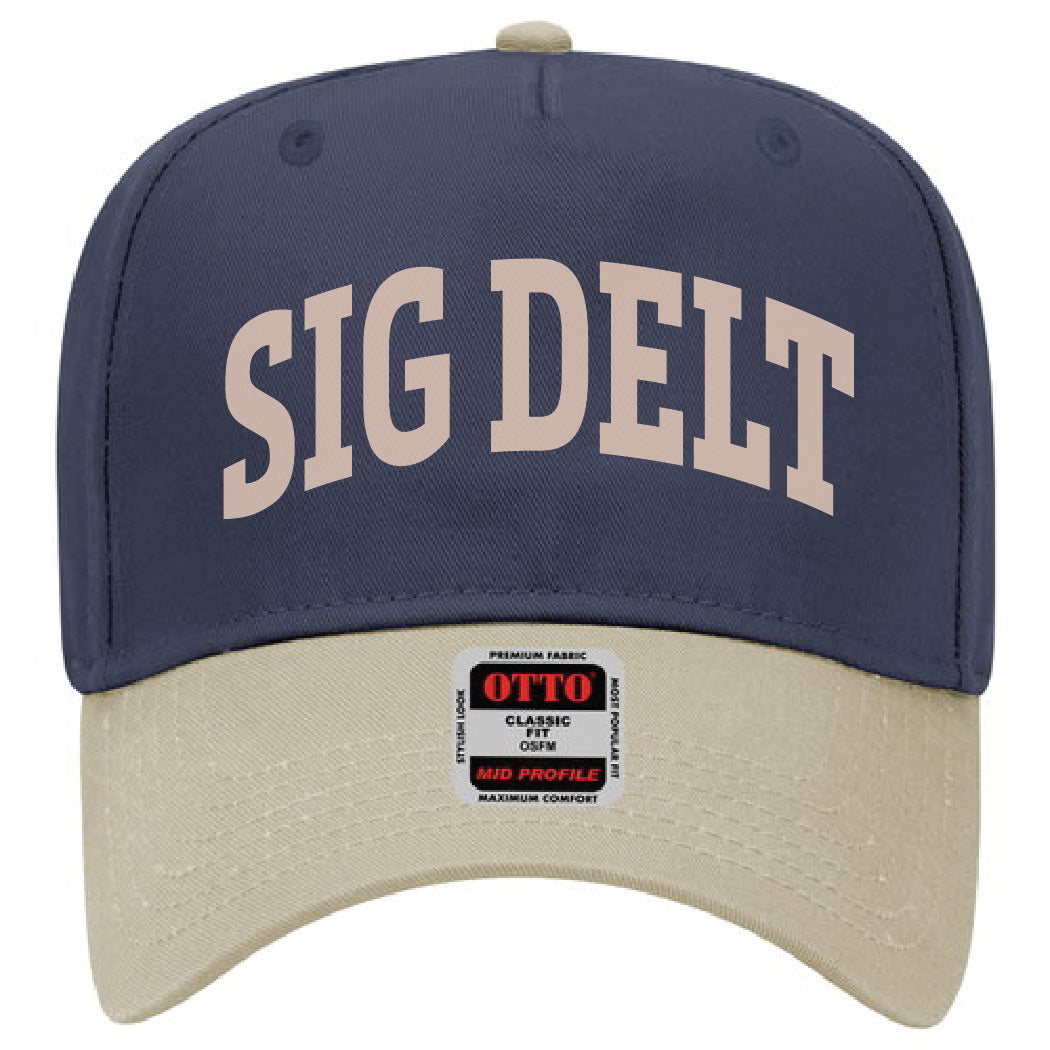 Khaki/Navy Two-Toned Embroidered Sorority Hat