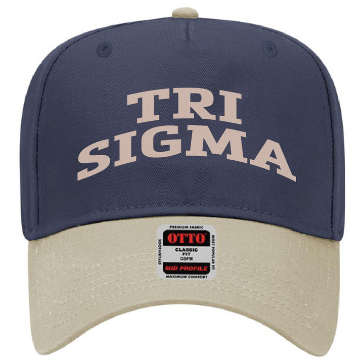 Khaki/Navy Two-Toned Embroidered Sorority Hat