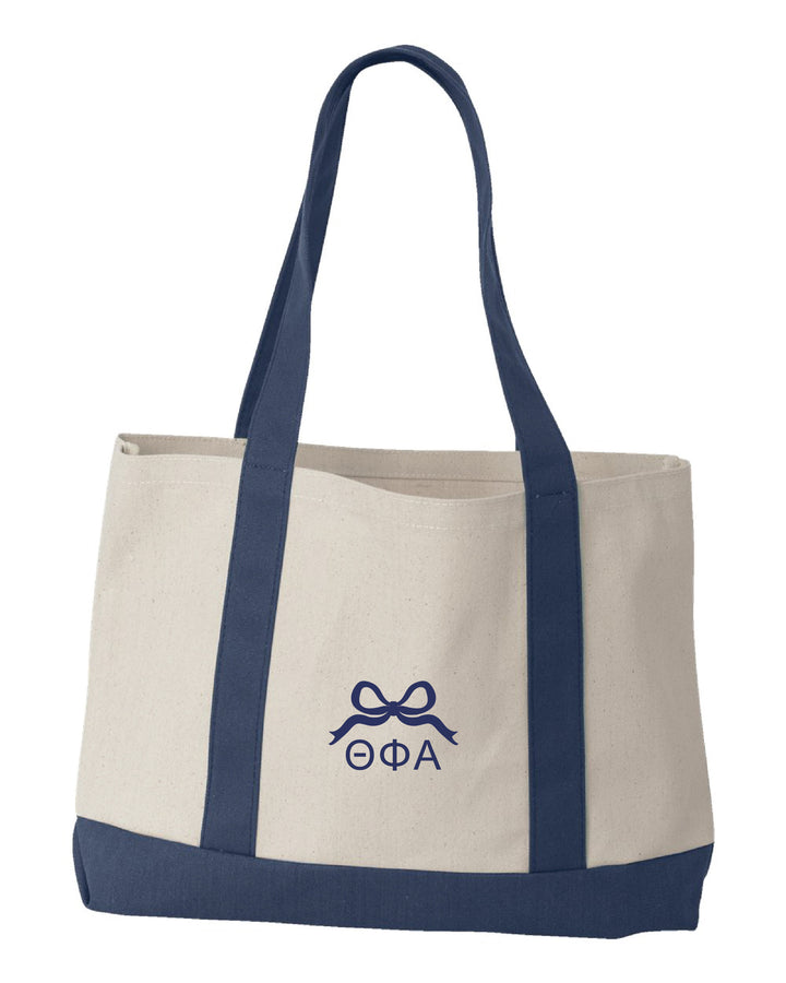 Embroidered Bow Sorority Tote