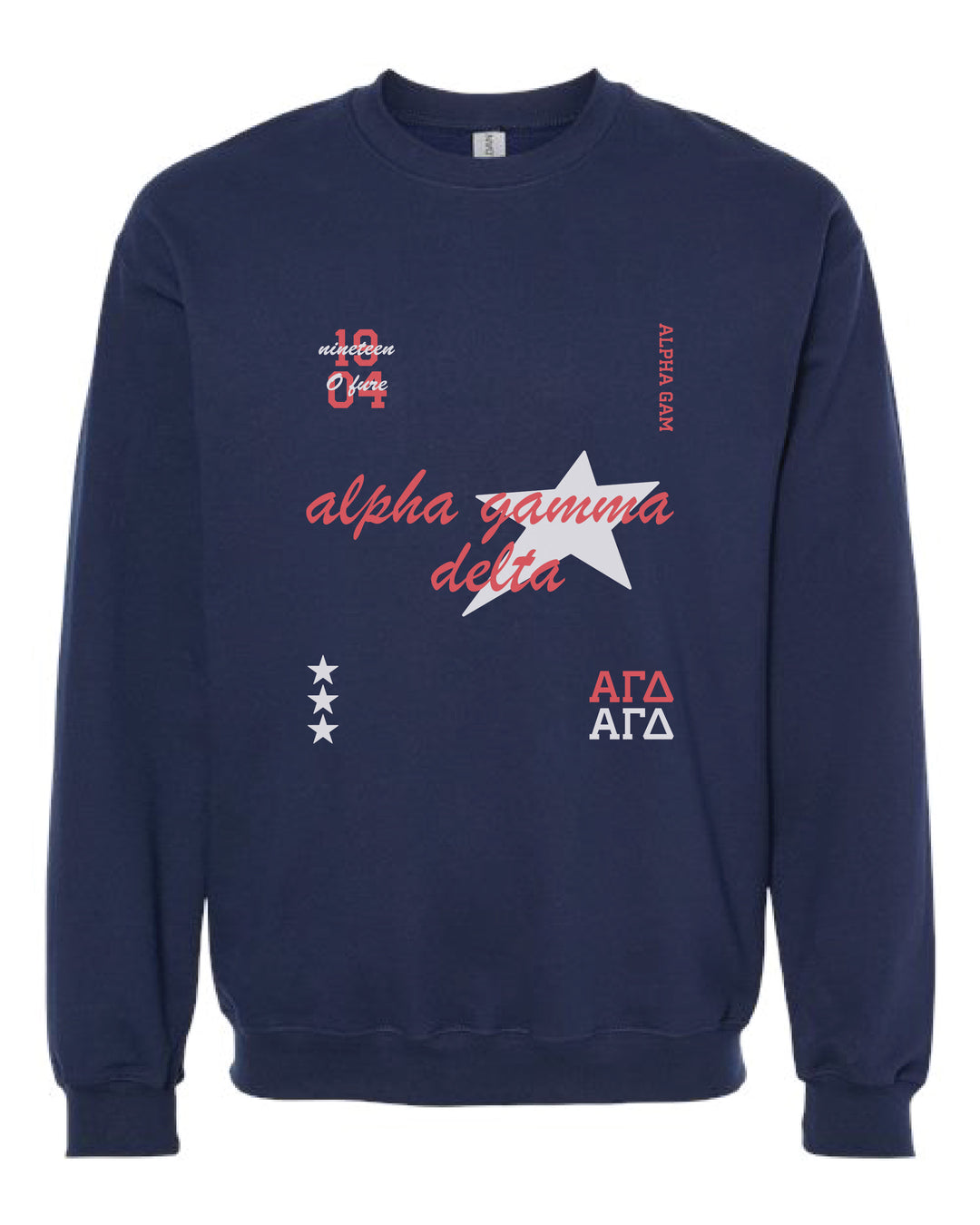 Alpha Gamma Delta Navy Stars Sorority Crewneck