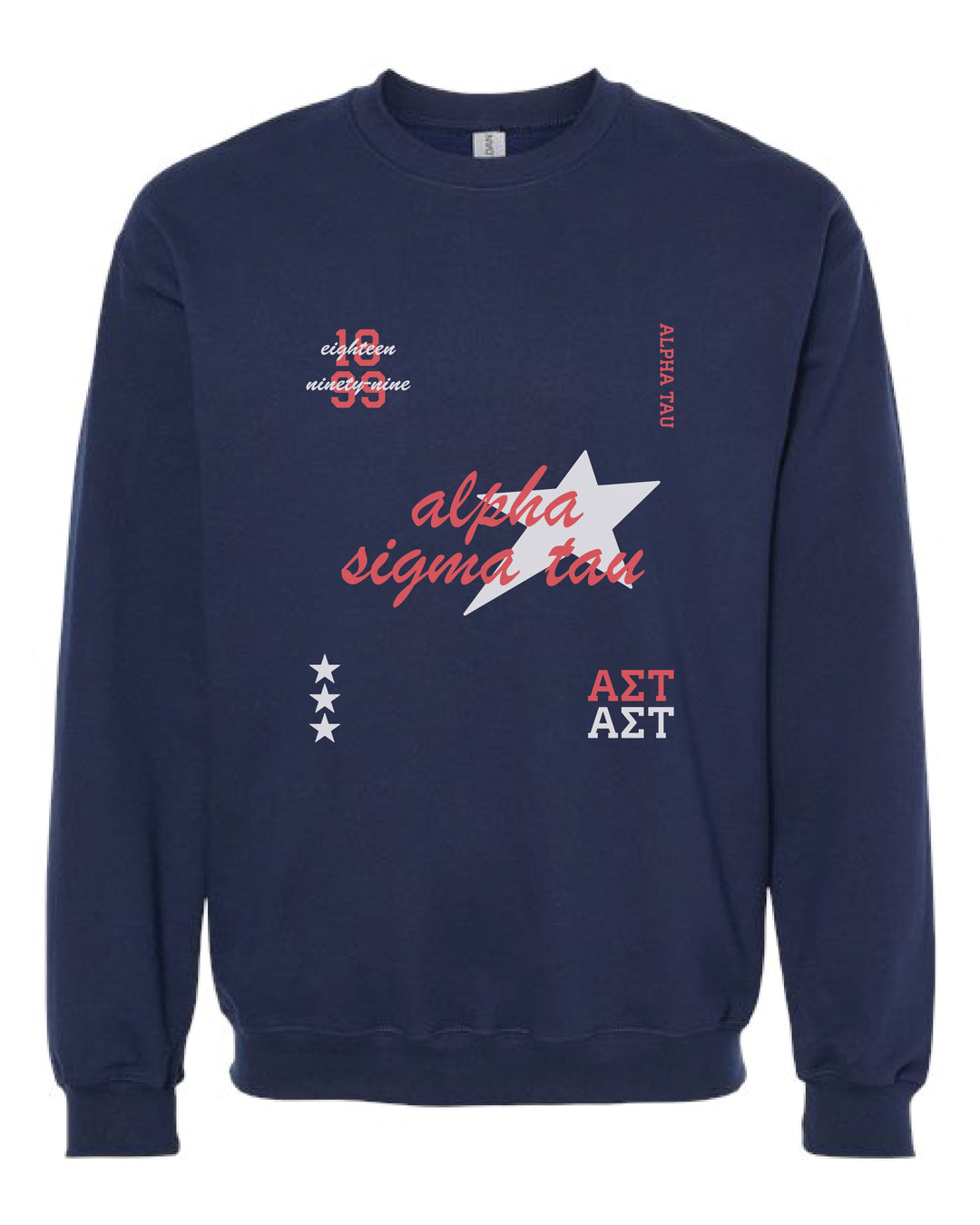 Alpha Sigma Tau Navy Stars Sorority Crewneck