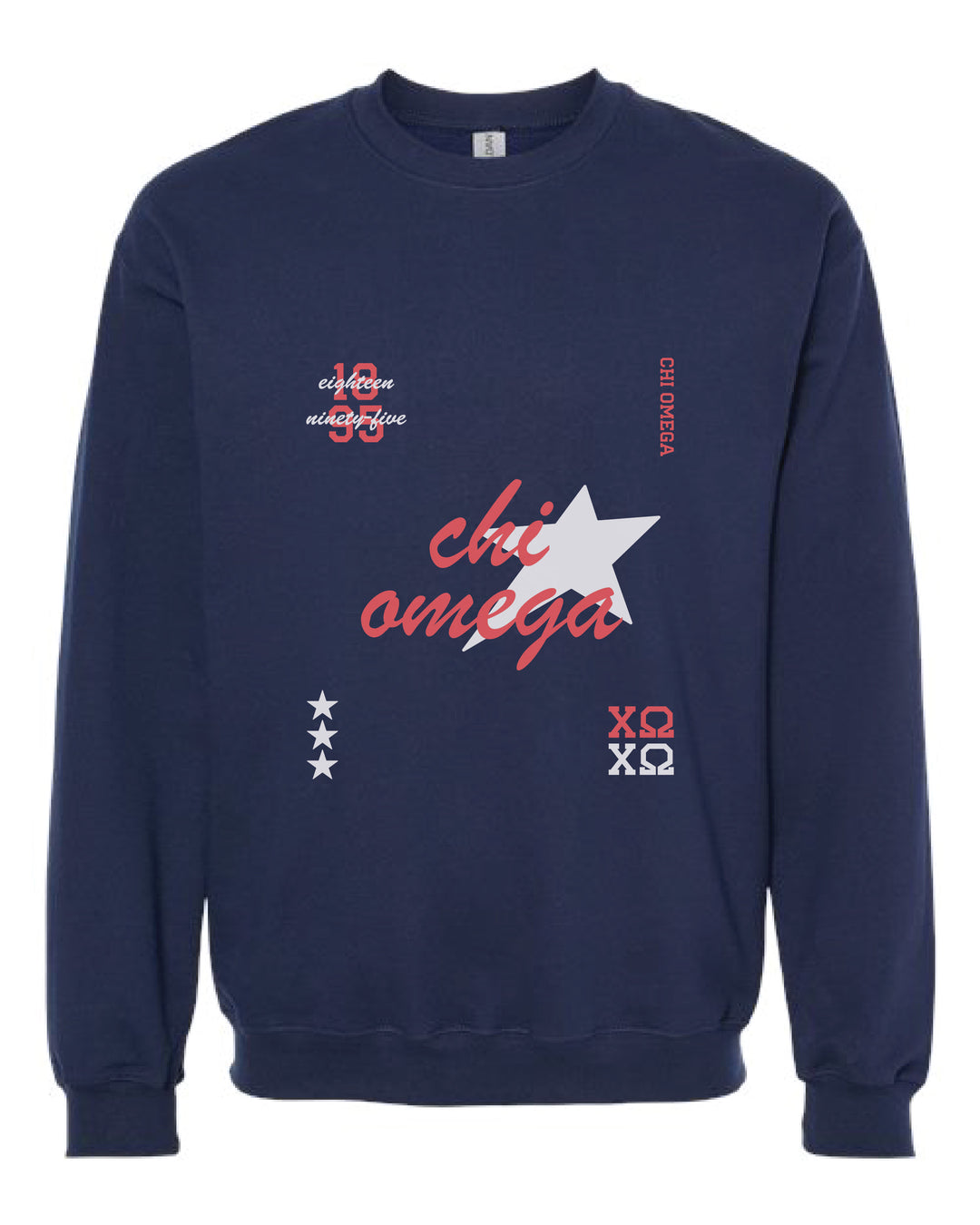 Chi Omega Navy Stars Sorority Crewneck