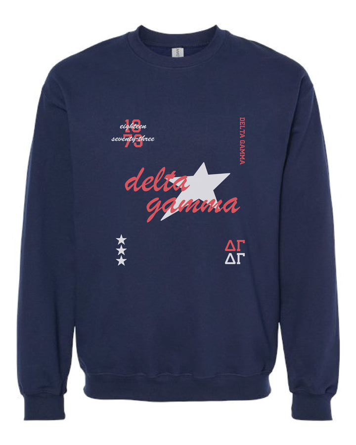 Delta Gamma Navy Stars Sorority Crewneck