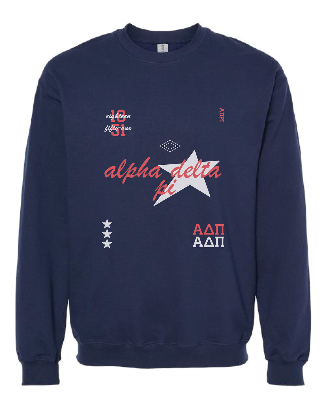 Alpha Delta Pi Navy Stars Crewneck