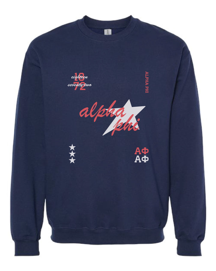 Alpha Phi Navy Stars Sorority Crewneck