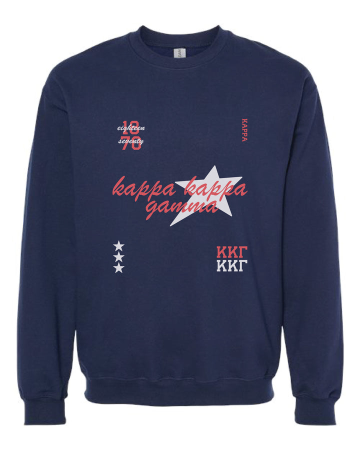 Kappa Kappa Gamma Navy Stars Sorority Crewneck
