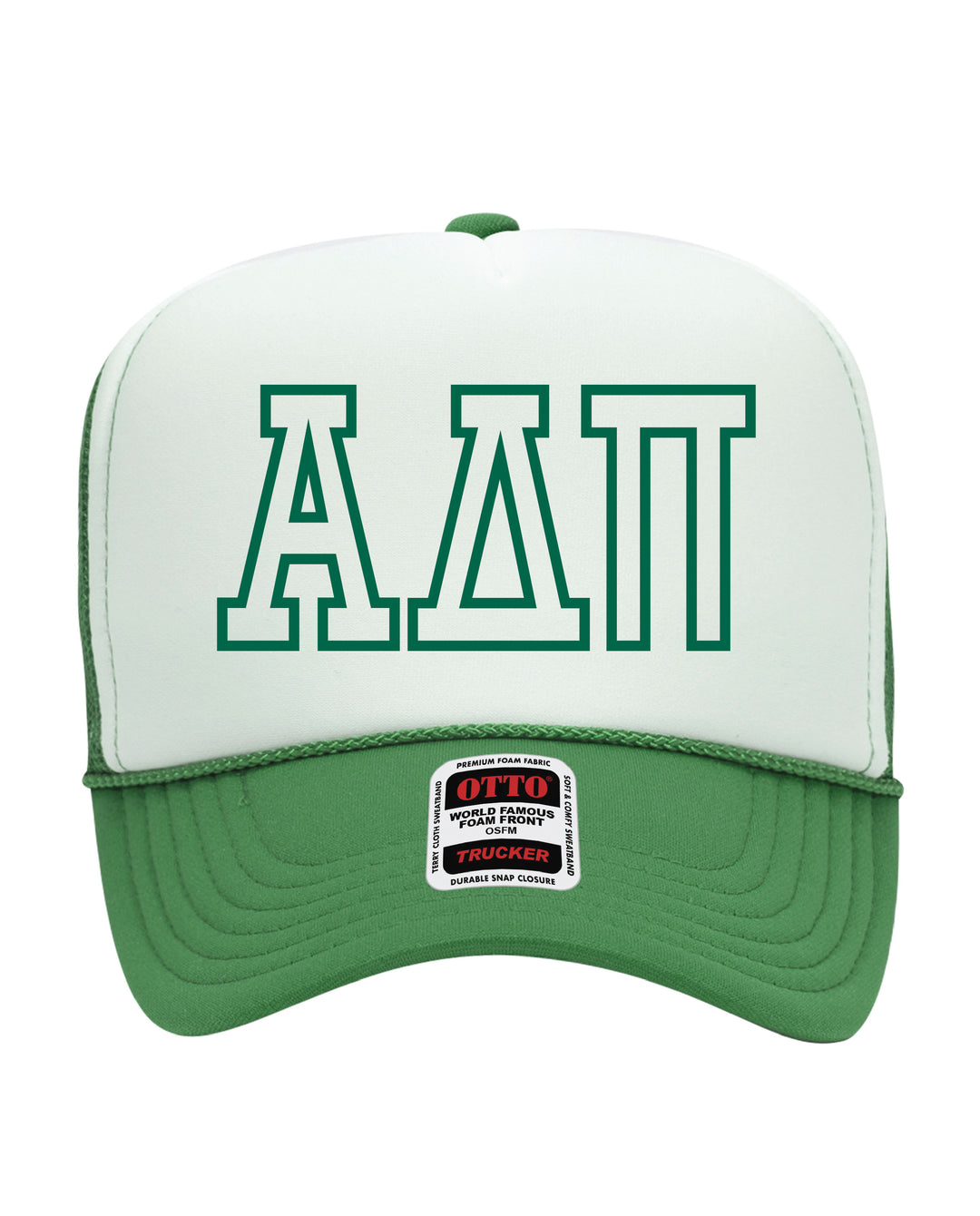 Greek Letter Outline Embroidered Kelly Green Sorority Trucker Hat