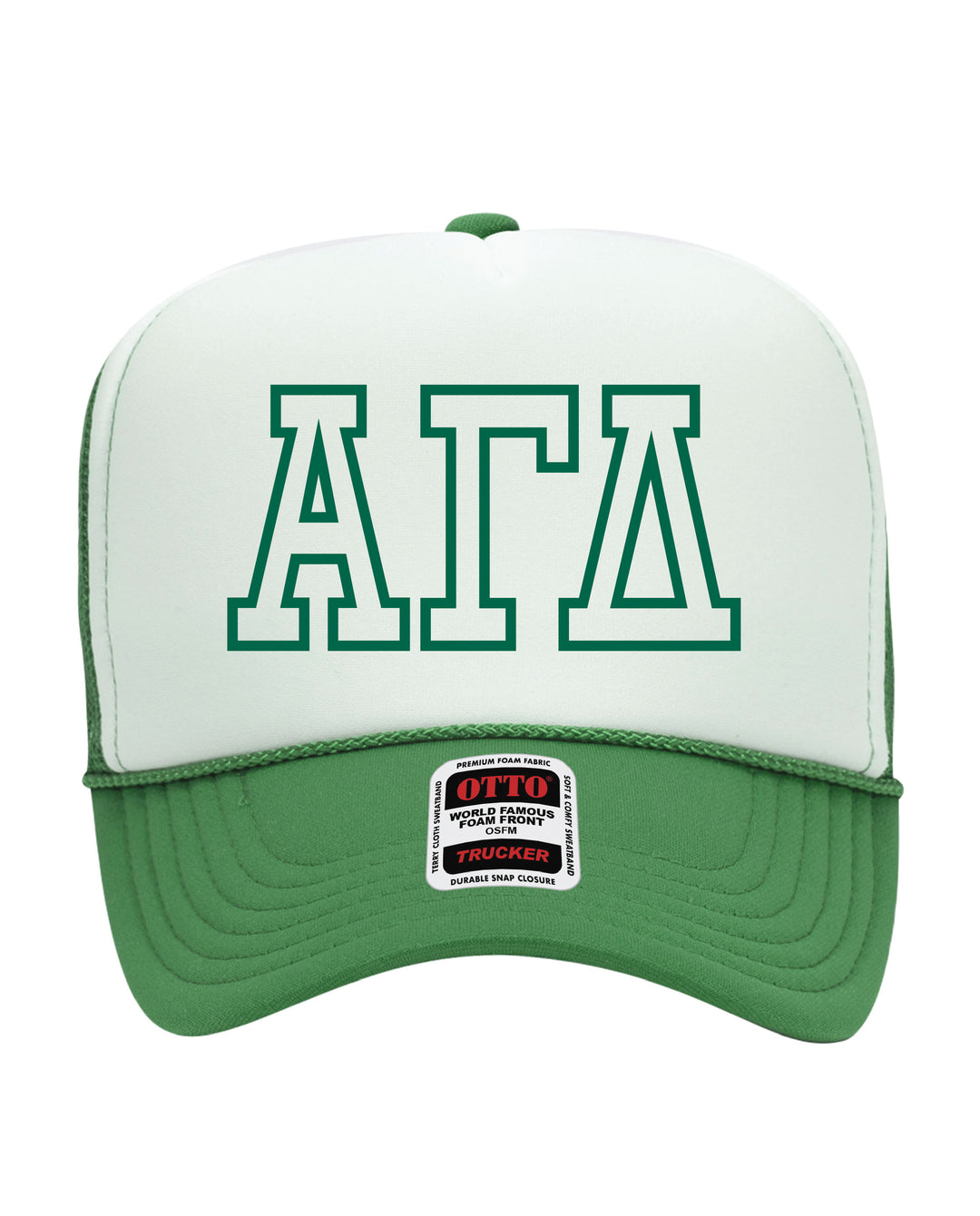 Greek Letter Outline Embroidered Kelly Green Sorority Trucker Hat