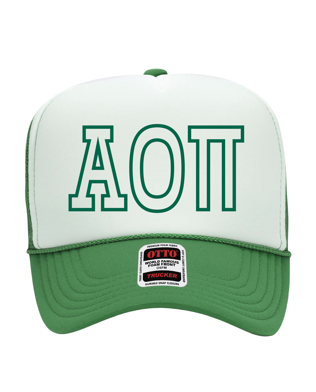 Greek Letter Outline Embroidered Kelly Green Sorority Trucker Hat