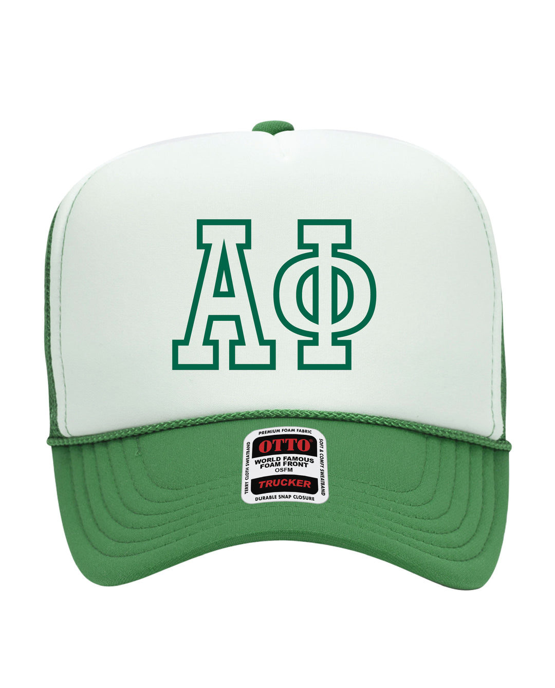 Greek Letter Outline Embroidered Kelly Green Sorority Trucker Hat