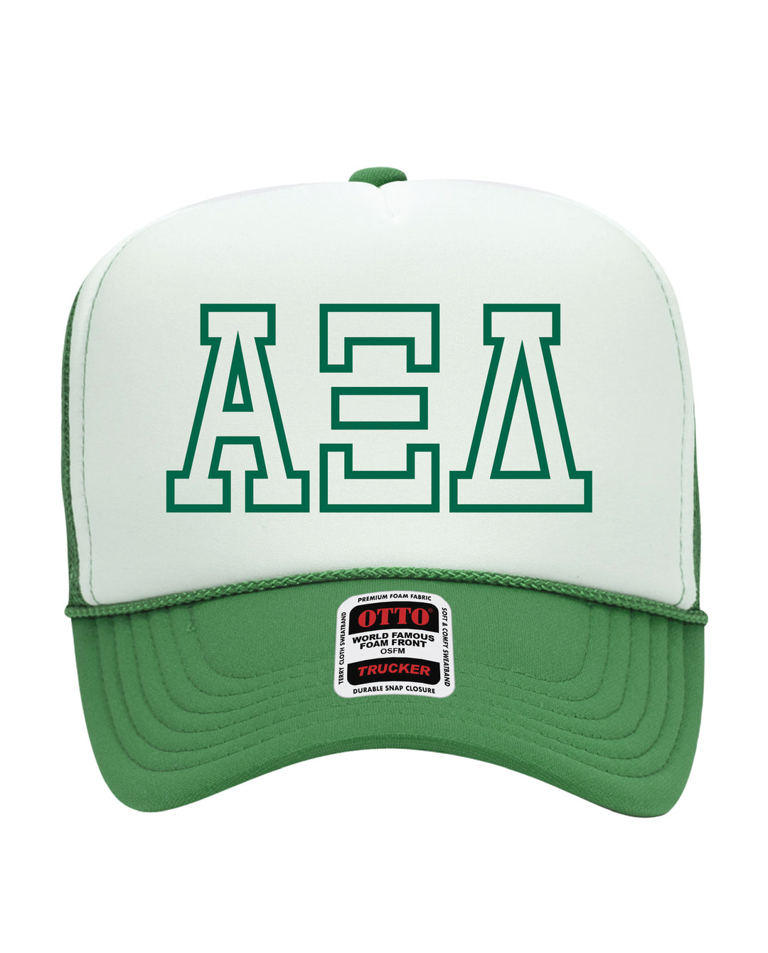 Greek Letter Outline Embroidered Kelly Green Sorority Trucker Hat