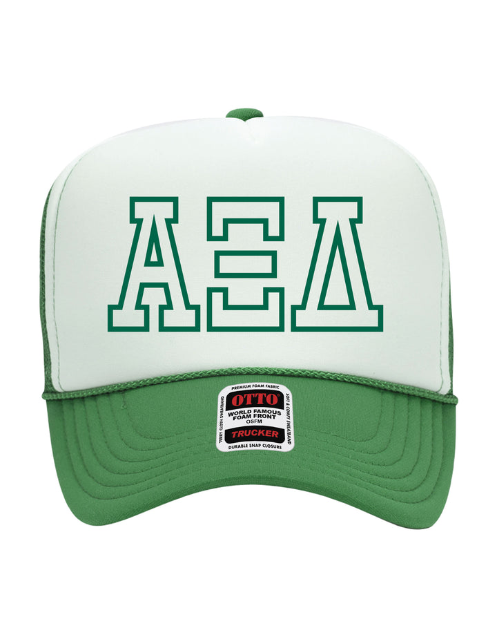 Greek Letter Outline Embroidered Kelly Green Sorority Trucker Hat