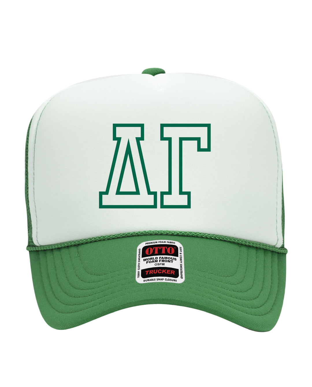 Greek Letter Outline Embroidered Kelly Green Sorority Trucker Hat