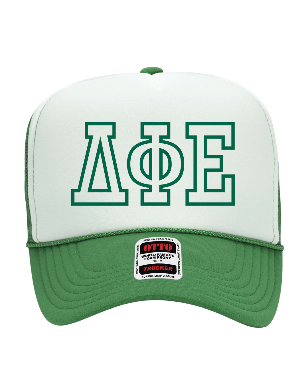 Greek Letter Outline Embroidered Kelly Green Sorority Trucker Hat