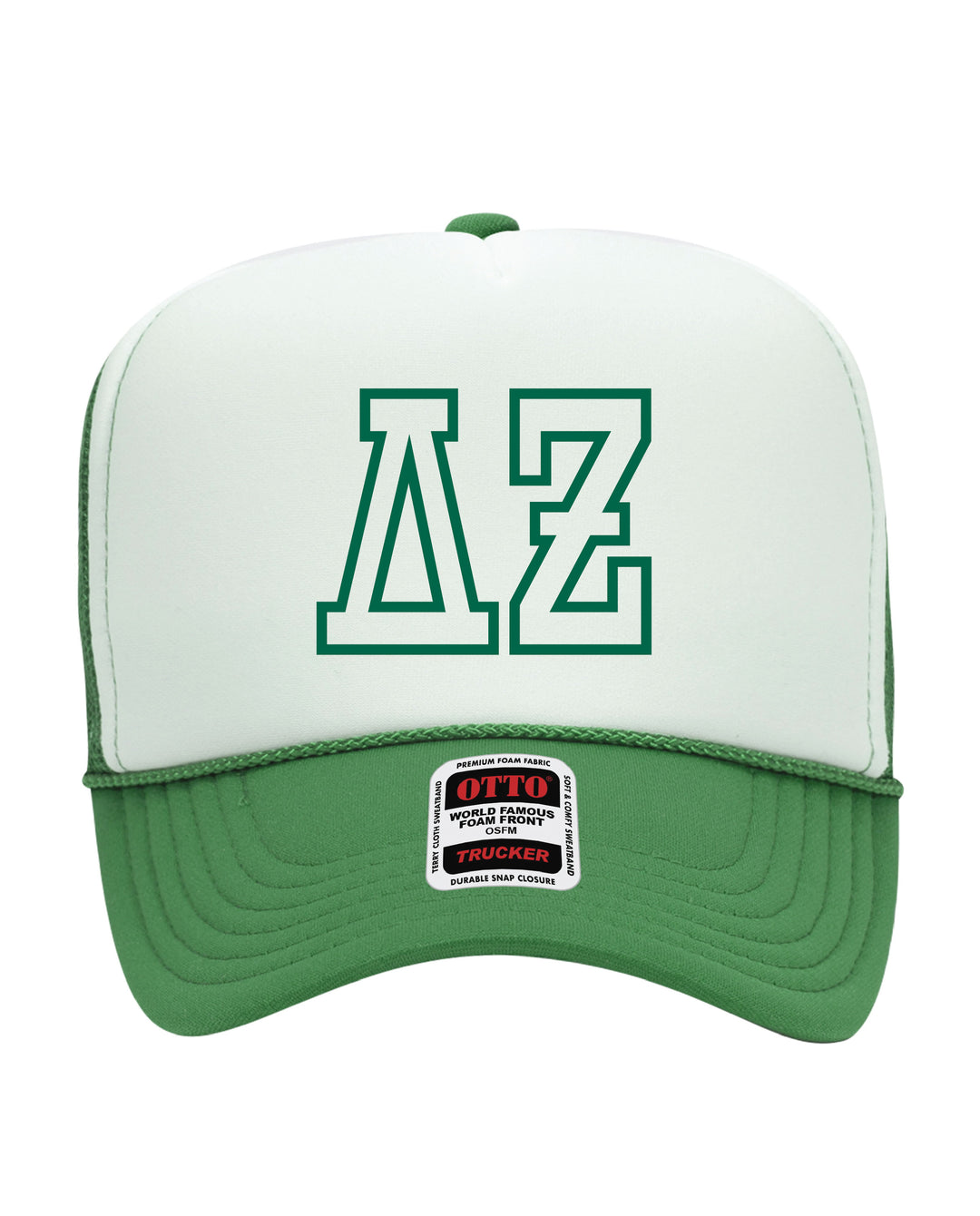 Greek Letter Outline Embroidered Kelly Green Sorority Trucker Hat