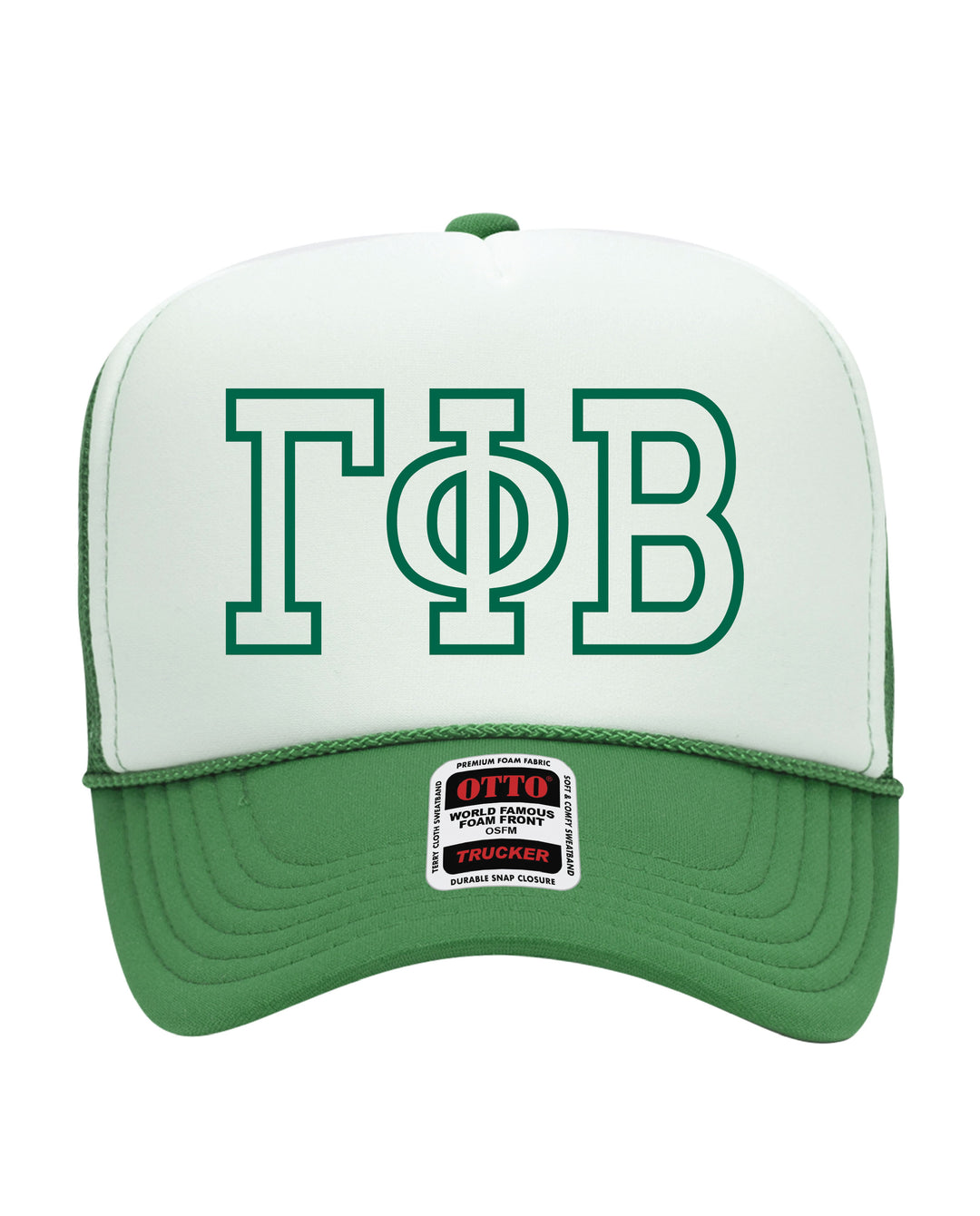 Greek Letter Outline Embroidered Kelly Green Sorority Trucker Hat