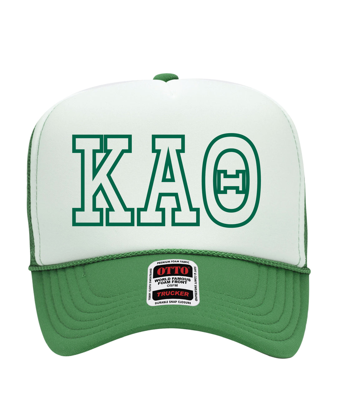 Greek Letter Outline Embroidered Kelly Green Sorority Trucker Hat