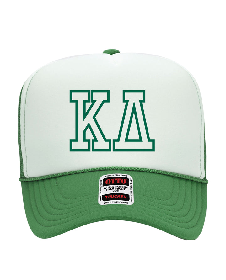 Greek Letter Outline Embroidered Kelly Green Sorority Trucker Hat