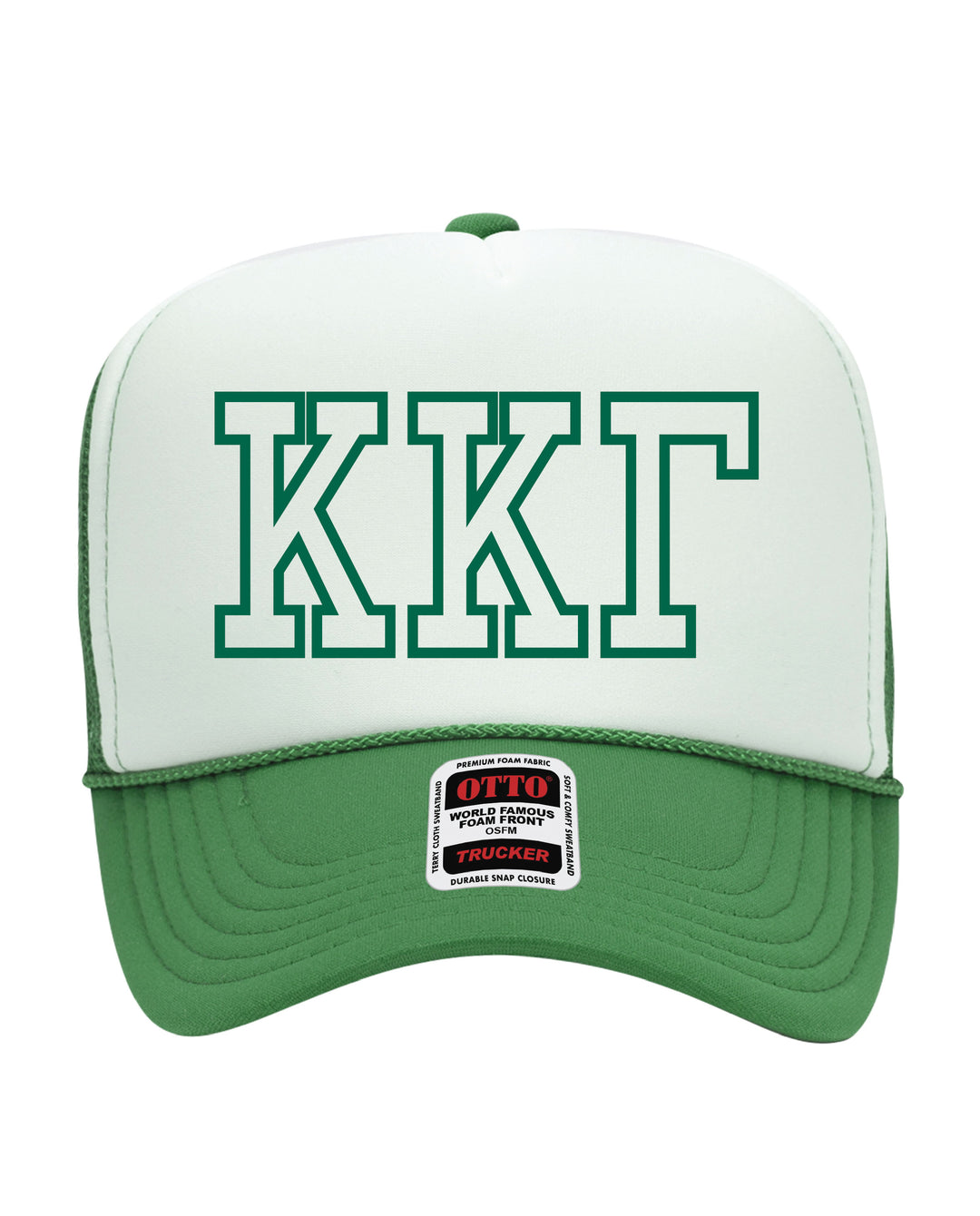 Greek Letter Outline Embroidered Kelly Green Sorority Trucker Hat