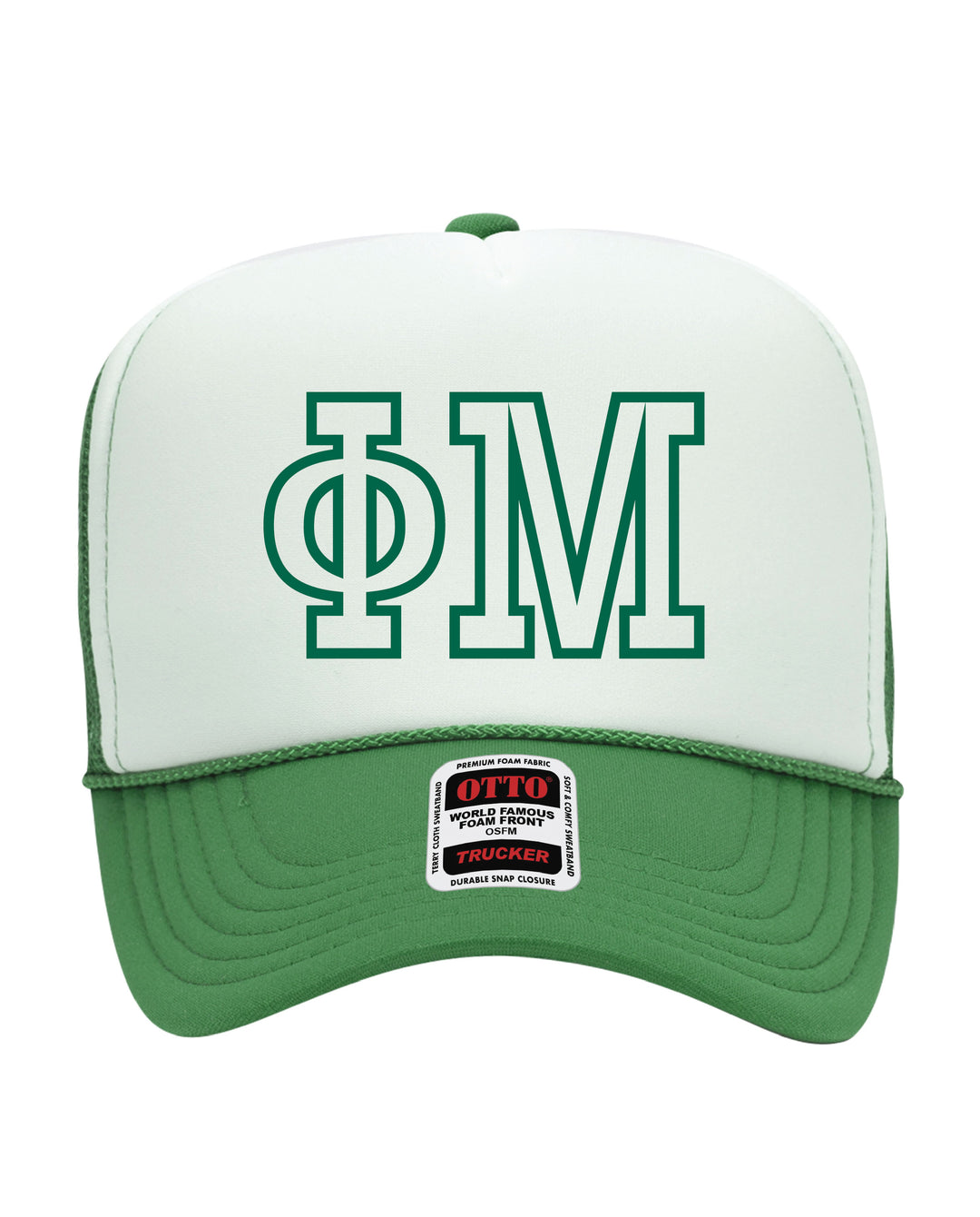 Greek Letter Outline Embroidered Kelly Green Sorority Trucker Hat
