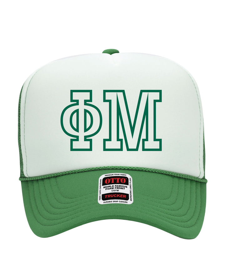 Greek Letter Outline Embroidered Kelly Green Sorority Trucker Hat