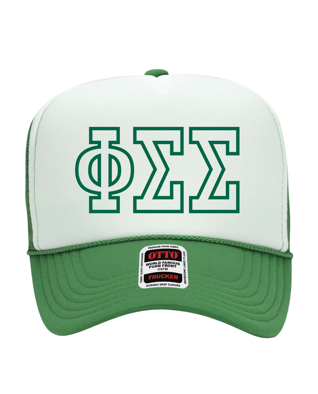 Greek Letter Outline Embroidered Kelly Green Sorority Trucker Hat