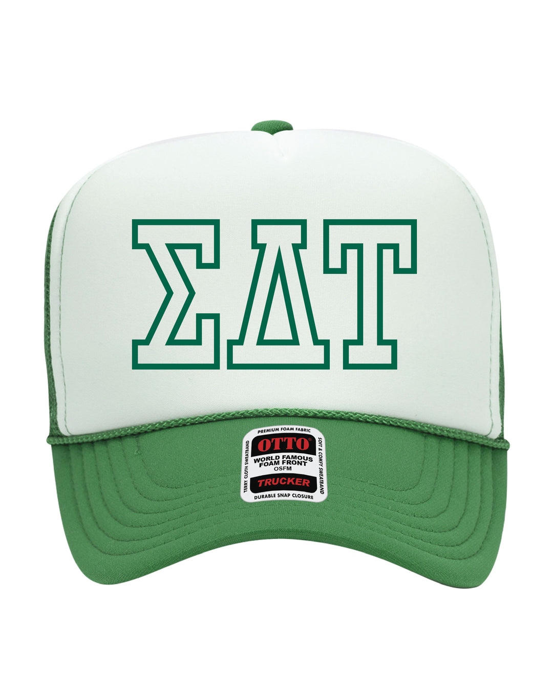 Greek Letter Outline Embroidered Kelly Green Sorority Trucker Hat
